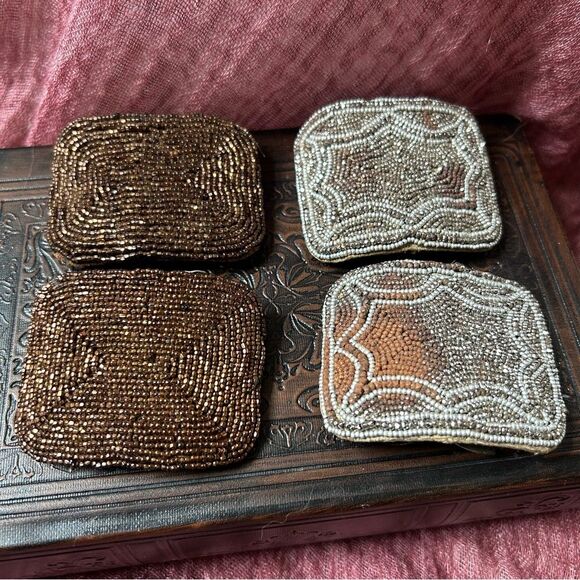 Vintage Victorian Art Deco 1920s Lot of Beaded Shoe Clips Made in France - Picture 1 of 8